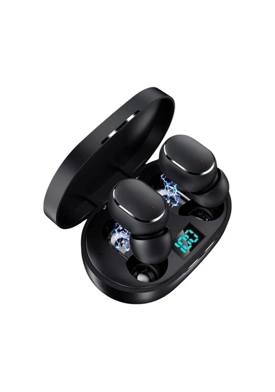 E6s Dots Bluetooth Kablosuz Kulaklık, Çift Mikrofon, Hd Ses, Extra Bass, Powerbank Kutu, Siyah