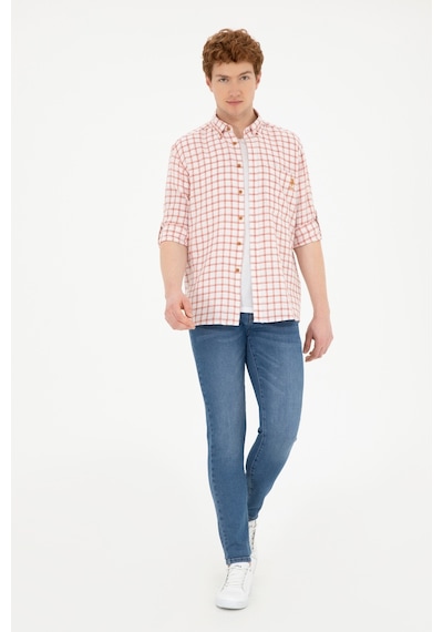 U.S. Polo Assn. Erkek Kareli Kiremit Gömlek 50283820-VR031