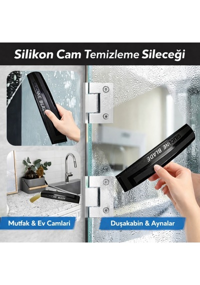Polham 30cm Premium Silikon Araç Kurulama Sileceği İz Bırakmaz, Çizmez,cam, Ayna Ve Duşakabin Uyumlu