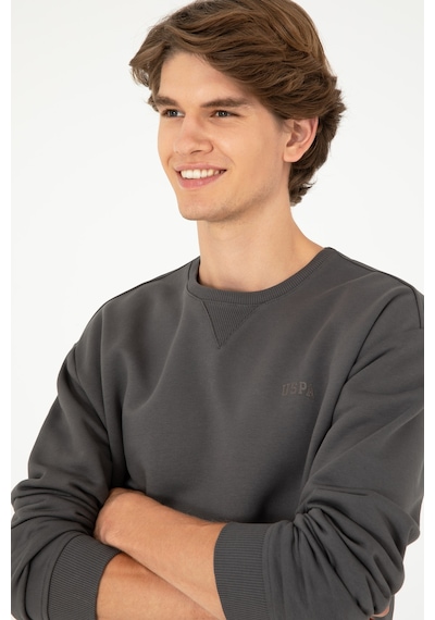 U.S. Polo Assn. Erkek Bisiklet Yaka Antrasit Basic Şardonlu Sweatshirt 50295148-VR006