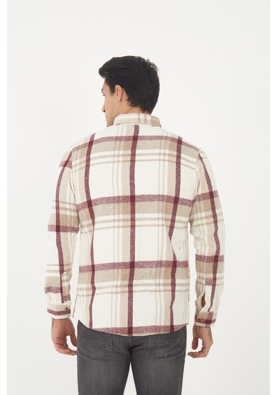 Mcz Giyim Bej Renk Uzun Kollu Slim Fit Erkek Oduncu Gömleği