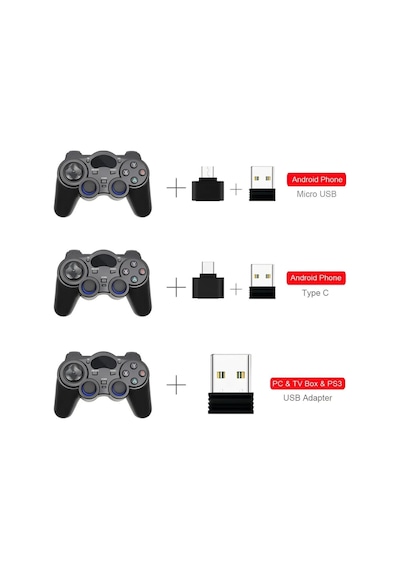 2.4g Wireless 2 Adet Gamepad Kablosuz Oyun Kolu Pc Ps3 Kol Tv Box Android Tv Telefon/tablet 2x