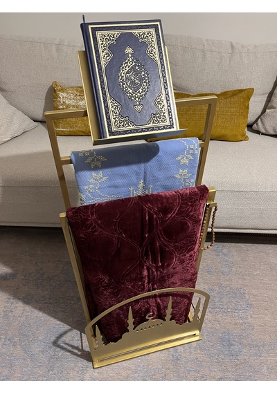 Safa Premium Rahleli Seccade Askısı, Ramazan Dekoru Gold Gold