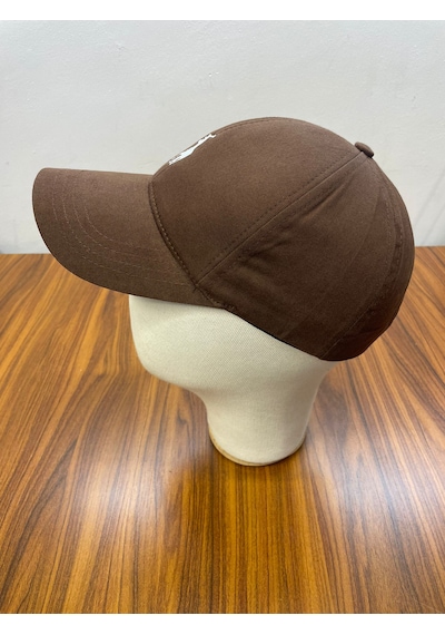 Hamze Polo Nakışlı Gabardin Kumaş Unisex Cap Şapka Kahverengi