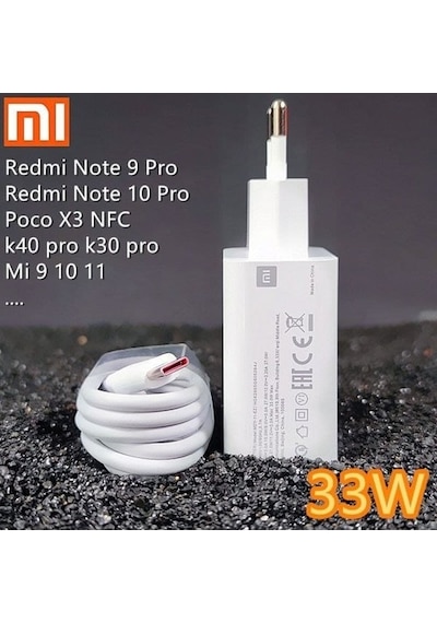 Mı Xiaomi Hızlı Şarj Aleti + Kablo 33w Redmi Note 8 9 10 Pro