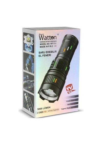 Hubrendy Kargo 5000 Lümen Cree Tg Led Şarj Göstergeli El Feneri Wt-731