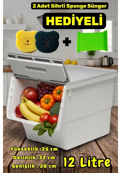 Technow Motek Mt06 12 Litre Gri Tekerlekli Tekli Organizer + Temizlik Seti Gri - Beyaz