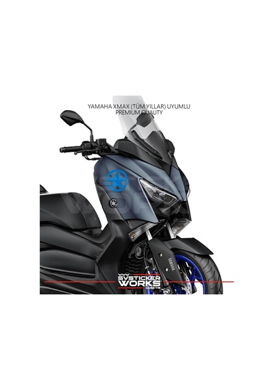 Yamaha Xmax Yıldız Sticker Yan Grenaj Desen İkili Sticker Mavi