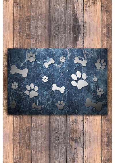 Evaşk Vinil Kaymaz Tabanlı Keçe Baskılı Evcil Hayvan Pet Mama  Paspası 40x60 Renk KEMİK PM1240KE