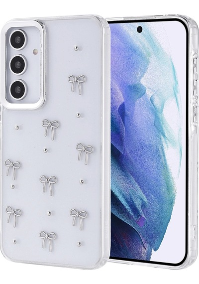 Samsung Uyumlu Galaxy A55 Kılıf Airbag Tasarımlı Simli Şeffaf Zore Kutup Kapak Fiyonk
