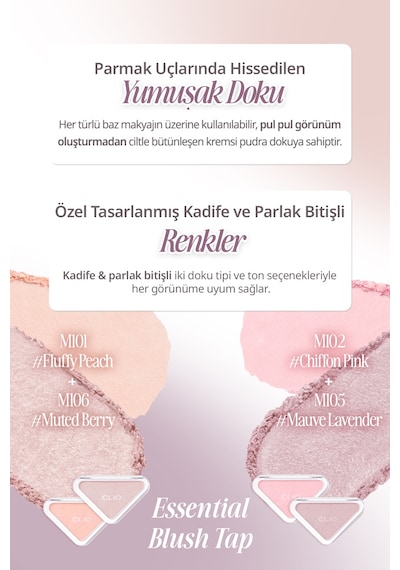 Katmanlanabilir Yumuşak Dokulu Kadife Bitişli Allık Clıo Essential Blush Tap M105 Mauve Lavender