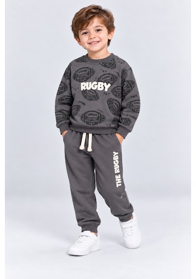 Ahengim Erkek Çocuk Rugby Topu Baskılı Pamuklu Sweatshirt Ve Pantolon Eşofman Takımı Ak119 Gri Ahengim Erkek Çocuk Rugby Topu Baskılı Pamuklu Sweatshirt Ve Pantolon Eşofman Takımı Ak119 Gri