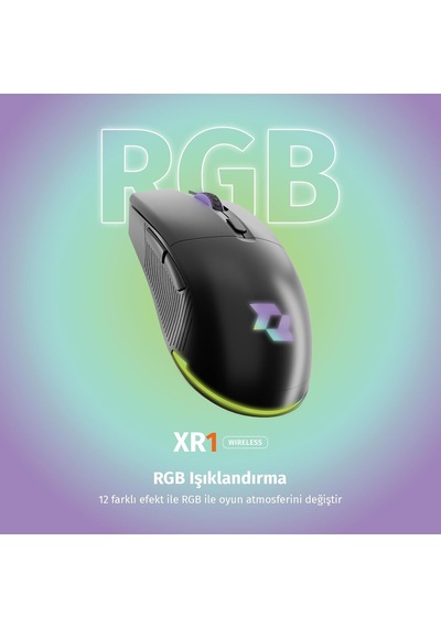 Xr1 Kablosuz Oyuncu Mouse, 10000 Dpı, Rgb Aydınlatma, 6 Tuş, 2.4g + Bluetooth + Kablolu, Type-c Şarjlı
