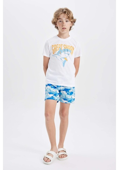 Defacto Erkek Çocuk 2'li Takım Bisiklet Yaka Baskılı Kısa Kollu Tişört Deniz Şortu C4531A824HSBE335 Defacto Erkek Çocuk 2'li Takım Bisiklet Yaka Baskılı Kısa Kollu Tişört Deniz Şortu C4531A824HSBE335