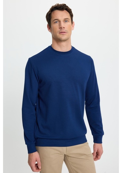 Tudors Erkek Relax Fit Rahat Kesim Uzun Kollu Ekstra Yumuşak Bisiklet Yaka Açık Lacivert Sweatshirt-41872 Açık Lacivert