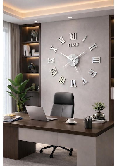 Arliadesign Dekoratif 3d Duvar Saati Pleksi Silver /rakam Boyları 7 X 10 Cm Arkaları Sünger Değildir 3 Mm Mdf