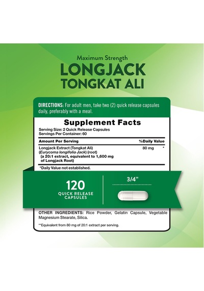 Nature's Truth Longjack Tongkat Ali 1600 Mg 120 Kapsül Usa Menşeii Dmmedicineden
