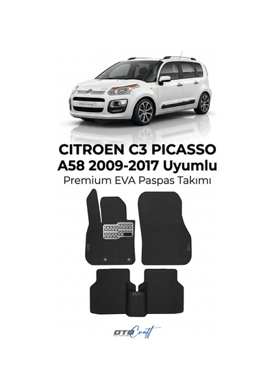 Citroen C3 Picasso A58 2009-2017 Araca Özel 3d Havuzlu Eva Paspas Tam Set 5 Parça