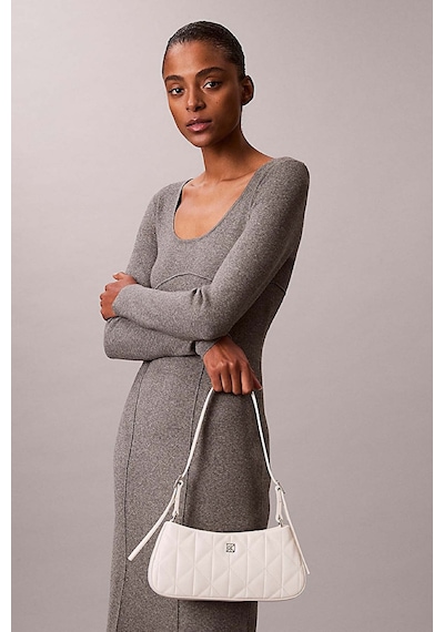 Calvin Klein Kadın Quilted Small Omuz Çantası - Beyaz-15736 Lily White