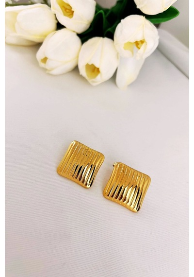 Kare Çelik Küpe Çok Renkli