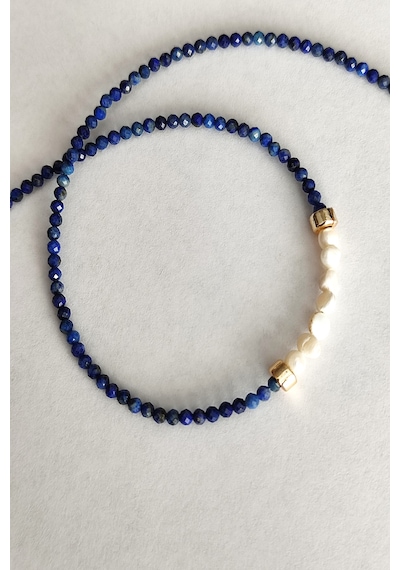 Sertifikalı 3 Mm Lapis Lazuli, Gerçek İnci Doğaltaş Kolye 262 Lacivert