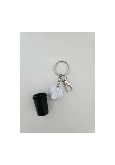 Gym Spor Fitness Shaker Açılır Kapak Anahtarlık, Çanta Charmı Süsü - Siyah