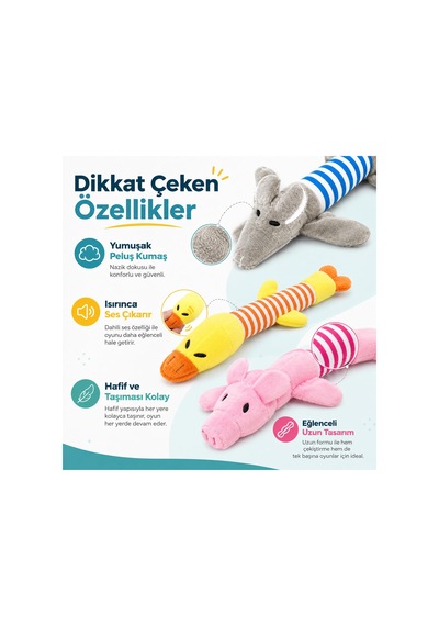Sogud Peluş Fare Kedi Köpek Oyuncağı - 25 X 10 X 4 Cm - Gri Mavi