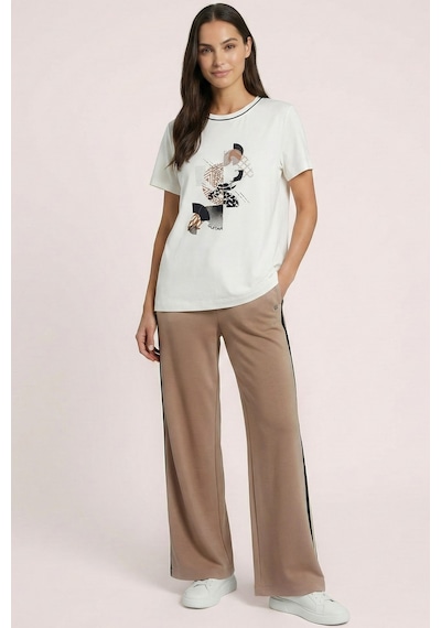 Casual Ekru Penye T-shirt Ekru