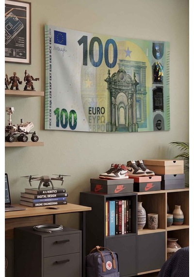 100 Euro Para Temalı Dekoratif Duvar Örtüsü Duvar Halısı Beyaz