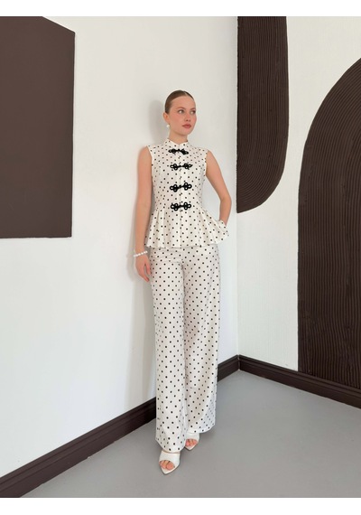 Verymoda Puantiyeli Pantolon D3075 Krem