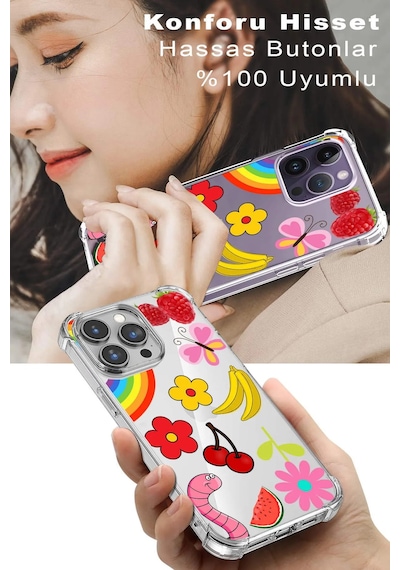 Prinrify Samsung Galaxy M32 Uyumlu Water Color 5 Baskılı Şeffaf Köşe Korumalı Antişok Kılıf