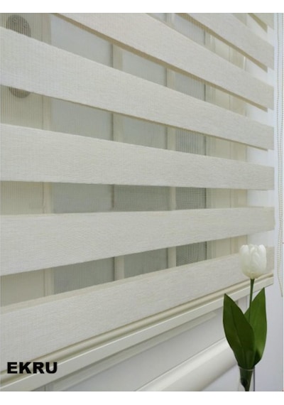 Asyhome Bambu Beyaz-Ekru-Krem-Gri Zebra Stor Perde
