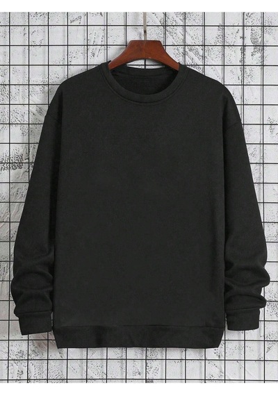Rıchest Baskılı Bisiklet Yaka Siyah Sweatshirt - Oversize Unisex Kışlık Kalın Siyah