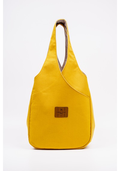 Fabric Craft Bag Omuz Çantası Duck Kumaş Astarlı Büyük Boy Günlük Tote Hardal