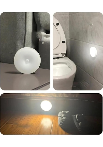 4 Adet Hareket Sensörlü Şarjlı Spot Lamba Mıknatıslı Led 8,5 Cm Sensörlü Lamba Sensörlü Aydınlatma