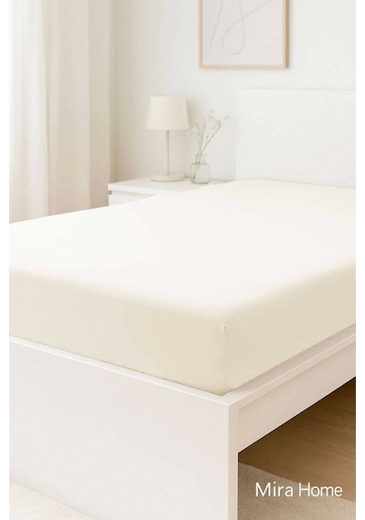 Tek Kişilik Düz Penye %100 Pamuklu Lastikli Çarşaf 100x200 Cm Newsheet Ekru Çok Renkli