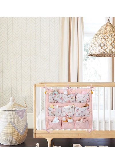 Baby 9 Cepli Bağlamalı Beşik Kenarı Düzenleyici Pembe Çok Renkli