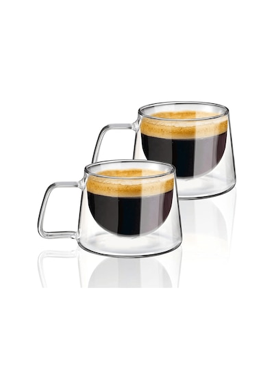 2 Adet 120 Ml Çift Cidarlı Cam Kahve Espresso Bardağı Mıt1283 Şeffaf