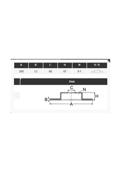 YAVUZSAN 30186 Fren Diski Arka Master II 98- / Movano A 98- / Interstar 02- 305×12×90 5 Bijon