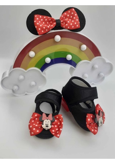 Minnie Mouse Bebek Patik Ve Bandana Seti Siyah