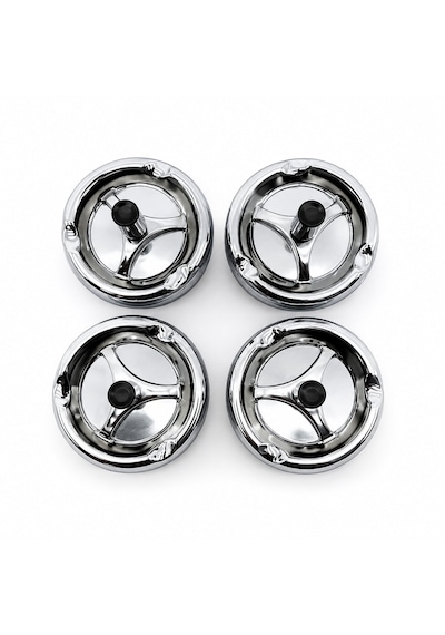 12 Adet Ashtray Yuvarlak - Basmalı Metal Küllük 4801 Çok Renkli