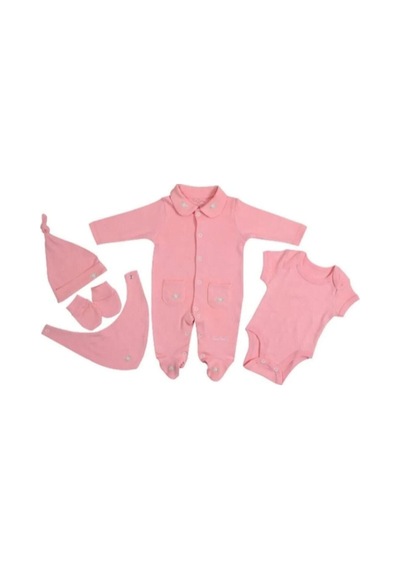 Kız Bebek Pembe Pierre Cardin Çiçekli Pc Kız Tulum Set Açık Bej
