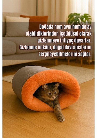 Modern Kedi Ve Köpek Mağara Yatağı, 80x60x3 Cm, Sakinleştirici Ve Konforlu, Serin Mat Kılıfı İl