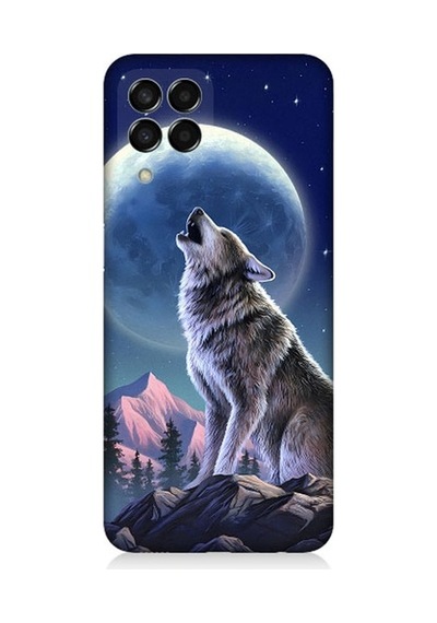 Samsung Galaxy M33 Uyumlu Kurt Ve Ay Desenli Silikon Kılıf