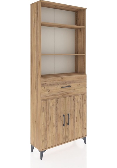 Arges Dolap 4 Raflı Tek Çekmeceli 2 Kapaklı 88x30x221 Çam-çam Atlas Çam