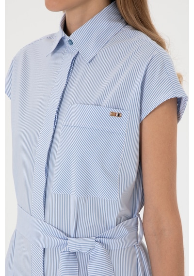 U.S. Polo Assn. Kadın Mavi Çizgili Midi Boy Dokuma Elbise 50306594-VR036 U.S. Polo Assn. Kadın Mavi Çizgili Midi Boy Dokuma Elbise 50306594-VR036