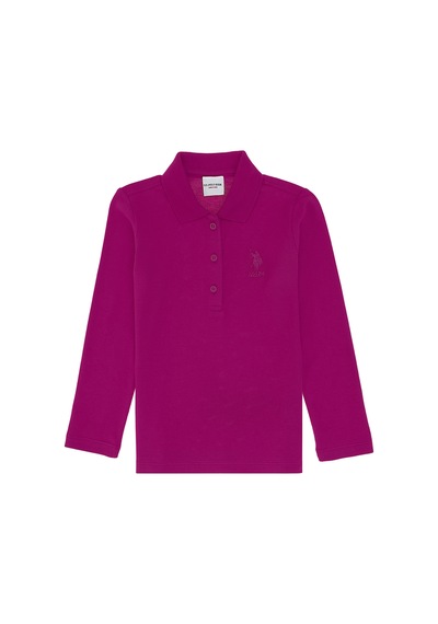 U.S. Polo Assn. Kız Çocuk Fuşya Polo Yaka Basic Sweatshirt 50316836-VR023
