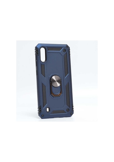 Kilifone - Galaxy M10 Uyumlu Kılıf Koruyucu Yüzüklü Çift Katman Vega Kapak - Mavi - T8311