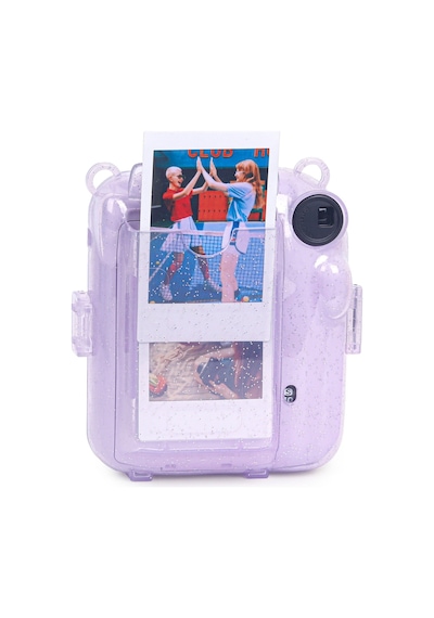 Instax Mini 12 Makine Uyumlu Lila Simli Pleksi Kılıf
