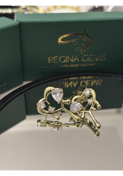Golden Heart Bloom Crystal Küpe Altın